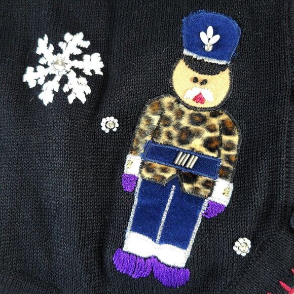 Victoria Jones Christmas Toy Soldier snowflake holiday vintage 90s sweater vest - Picture 5 of 7